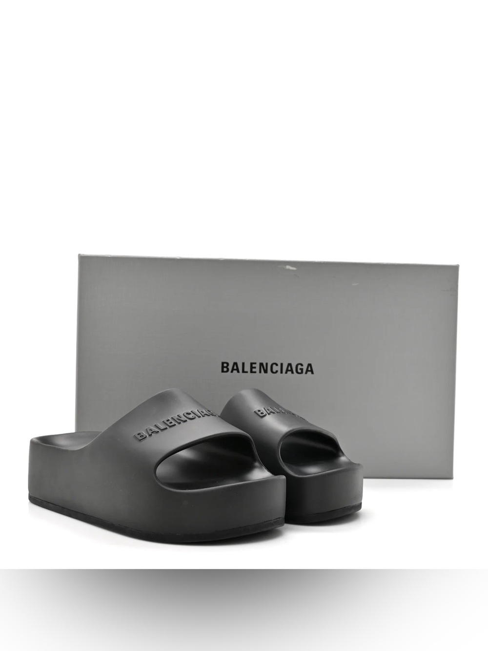 Balenciaga Womens Chunky Logo Slide Sandals
Black / 40